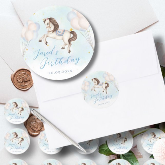 Pegatina Redonda Fairytale bebé Pony Blue globo star Cumpleaños (Subido por el creador)