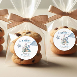 Pegatina Redonda Fairytale Dreamy Dragon Blue Knight Baby Shower