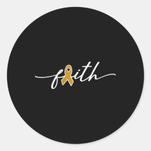 Pegatina Redonda Faith Children Cancer Awareness Gold Ribbon Fight