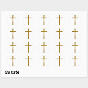 Pegatina Redonda Faith Cross Gold