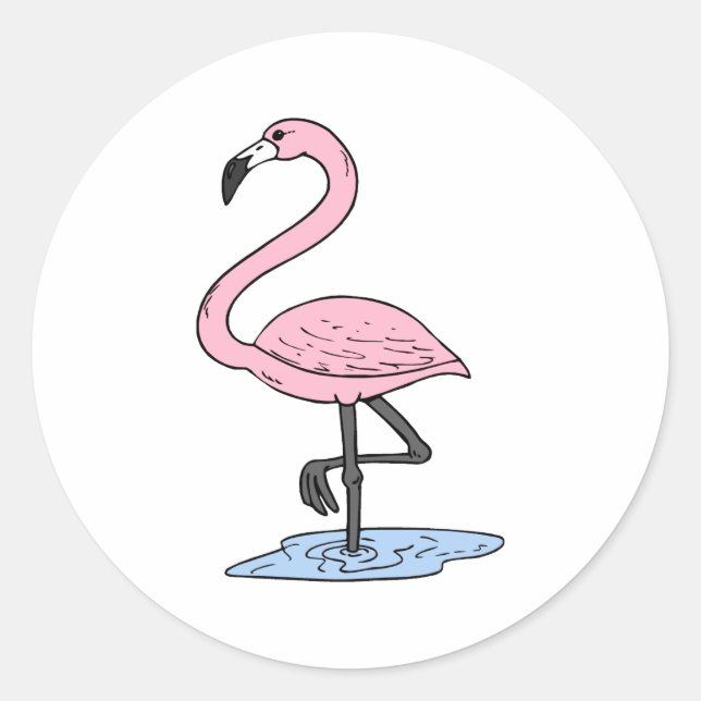 Pegatina Redonda Faith Flamingo (Anverso)