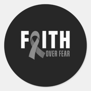 Pegatina Redonda Faith God Fear Brain Tumor Awareness Brain Cancer