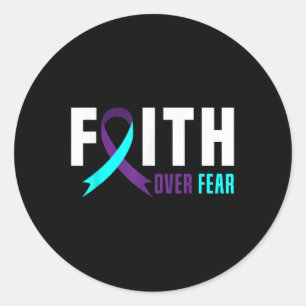 Pegatina Redonda Faith God Fear Support Suicide Prevention Awarenes