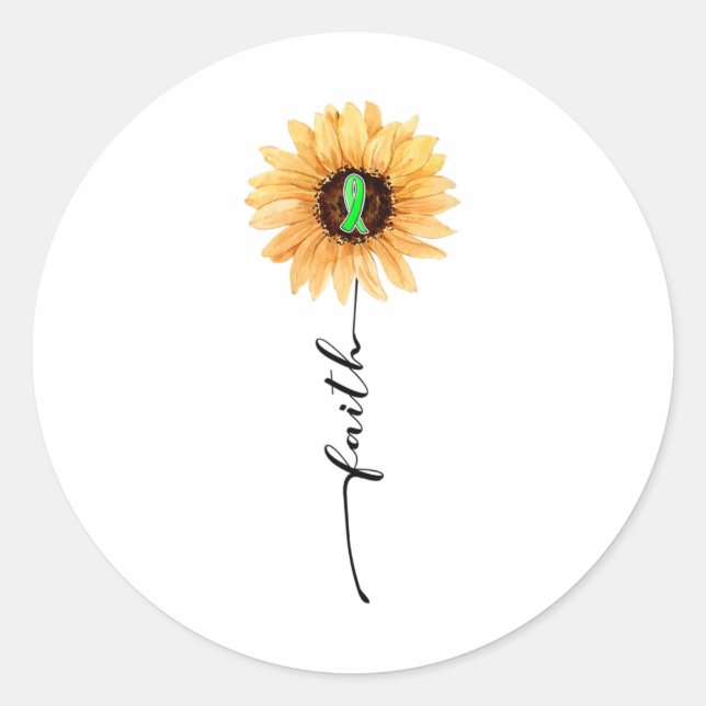 Pegatina Redonda Faith Green Ribbon (Anverso)