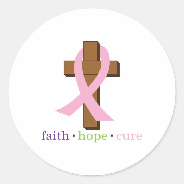Pegatina Redonda Faith Hope Cure (Anverso)