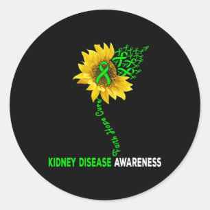 Pegatina Redonda Faith Hope Cure Kidney Disease Sunflower Puzzle Pi