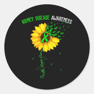Pegatina Redonda Faith Hope Cure Kidney Enfermedad Conciencia Cute