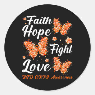 Pegatina Redonda Faith Hope Fight Fight Love Rsd Crps Sensibilizaci