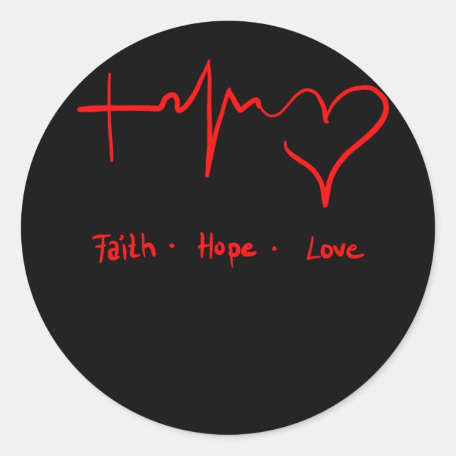 Pegatina Redonda Faith Hope Love (Anverso)
