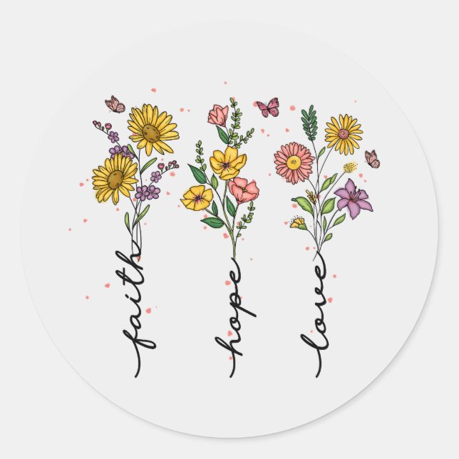 Pegatina Redonda Faith-Hope-Love (Anverso)