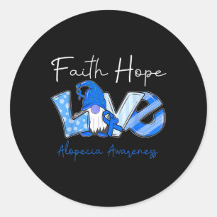 Pegatina Redonda Faith Hope Love Alopecia Conciencia 3
