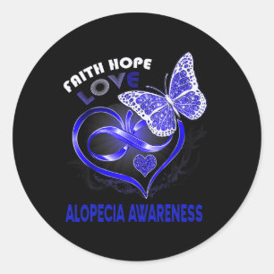 Pegatina Redonda Faith Hope Love Alopecia Conciencia Corazón maripo
