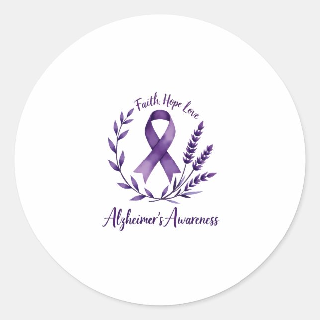 Pegatina Redonda Faith Hope Love Alzheimer's Awareness Dragonfly (1 (Anverso)