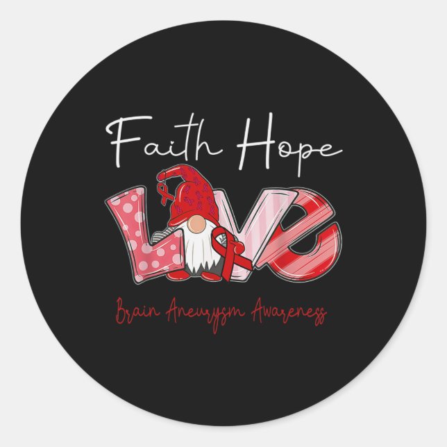 Pegatina Redonda Faith Hope Love Brain Aneurysm Awareness 2 (Anverso)