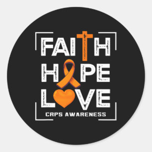 Pegatina Redonda Faith Hope Love Crps Conciencia