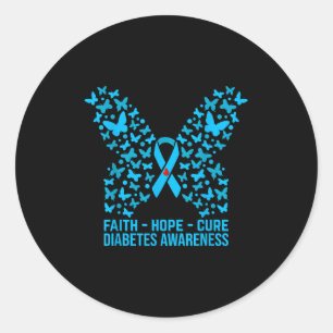 Pegatina Redonda Faith Hope Love Diabetes Awareness _2