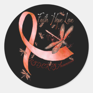 Pegatina Redonda Faith Hope Love Dragonfly Rsd Crps Conciencia