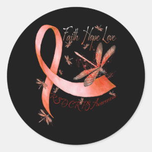 Pegatina Redonda Faith Hope Love Dragonfly Rsd Crps Conciencia