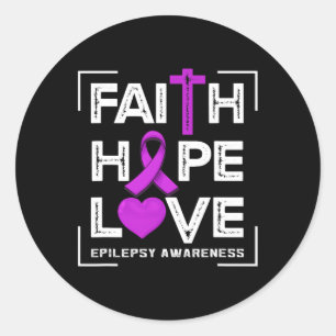 Pegatina Redonda Faith Hope Love Epilepsy Awareness