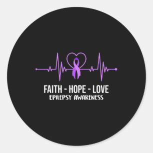 Pegatina Redonda Faith Hope Love Epilepsy Awareness Costume Warrior