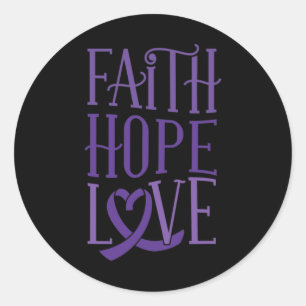 Pegatina Redonda Faith Hope Love - Fibromialgia Awareness Support