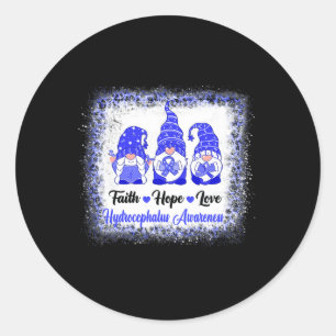 Pegatina Redonda Faith Hope Love Gnomes Hydrocephalus Awareness Leo
