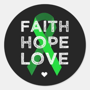 Pegatina Redonda Faith Hope Love Green Ribbon Shirt Mental Health A