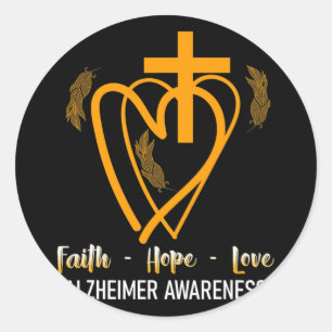 Pegatina Redonda Faith Hope Love Heimerheimer Awareness Mes