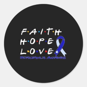 Pegatina Redonda Faith Hope Love Hydrocephalus Awareness