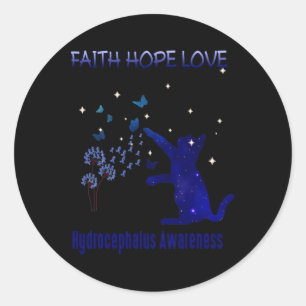 Pegatina Redonda Faith Hope Love Hydrocephalus Awareness 2