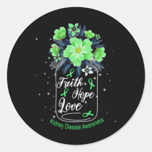 Pegatina Redonda Faith Hope Love Kidney Disease Conciencia