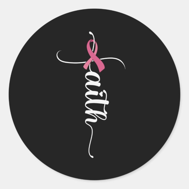 Pegatina Redonda Faith Hope Love Mama Cancer Awareness Christian (Anverso)