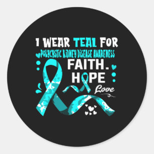 Pegatina Redonda Faith Hope Love Que Uso Verde azulado Para Riñones