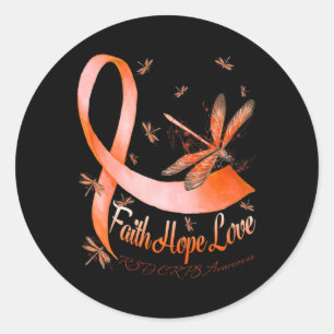 Pegatina Redonda Faith Hope Love RSD CRPS Awareness Dragonfly