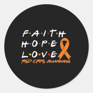 Pegatina Redonda Faith Hope Love Rsd Crps Conciencia