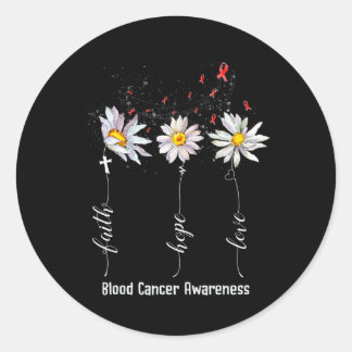 Pegatina Redonda Faith Hope Love Sangre Cancer Awareness Flower Gif