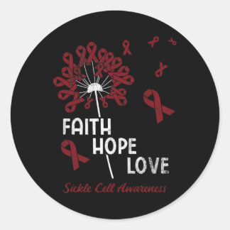 Pegatina Redonda Faith Hope Love Sickle Cell Awareness