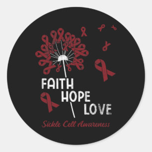 Pegatina Redonda Faith Hope Love Sickle Cell Awareness 1