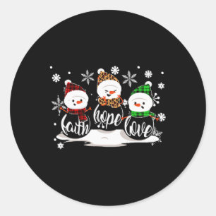 Pegatina Redonda Faith Hope Love Snowman Navidades Pajama Cute Wint