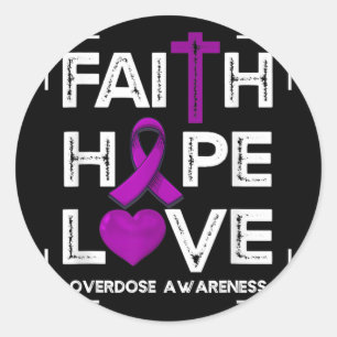 Pegatina Redonda Faith Hope Love Sobredosis Conciencia a las mujere