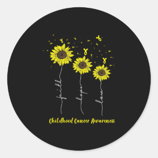 Pegatina Redonda Faith Hope Love Sunflower Children Cancer Awarene