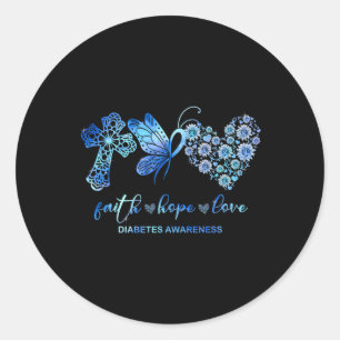 Pegatina Redonda Faith Hope lucha contra el amor por la diabetes de