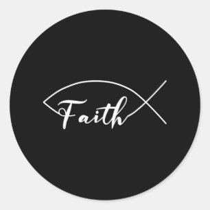 Pegatina Redonda Faith Jesus Ichthus Fish Funny Christian