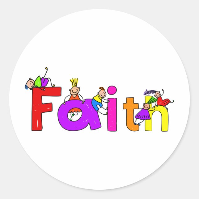 Pegatina Redonda Faith Kids (Anverso)
