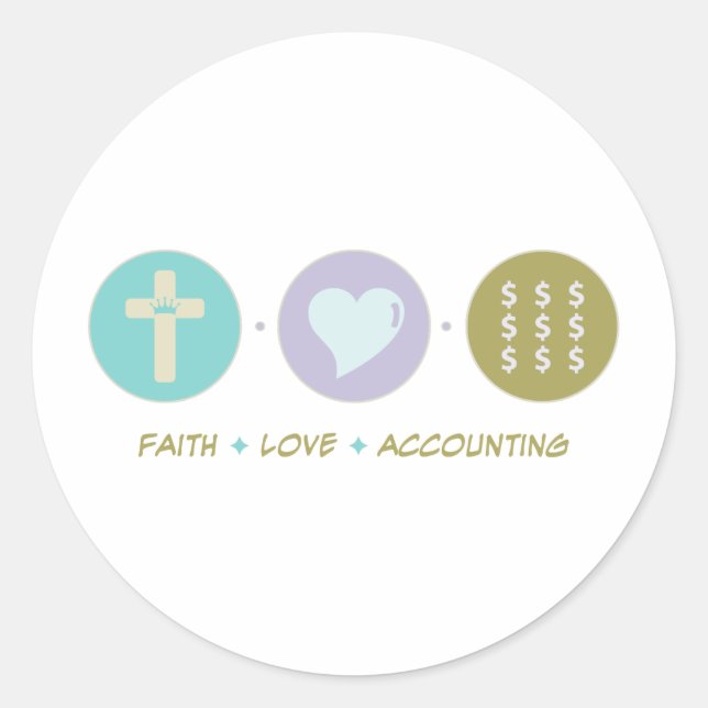 Pegatina Redonda Faith Love Accounting (Anverso)