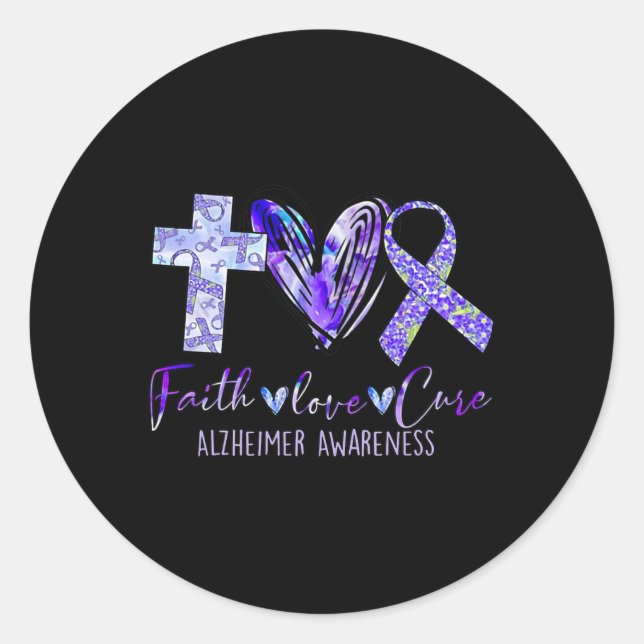 Pegatina Redonda Faith Love Cure Heimerheimer (Anverso)