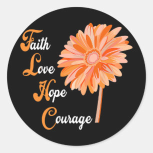 Pegatina Redonda Faith Love Hope Valor Aml Leukemia Conciencia 1