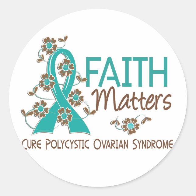 Pegatina Redonda Faith Matters 3 PCOS (Anverso)