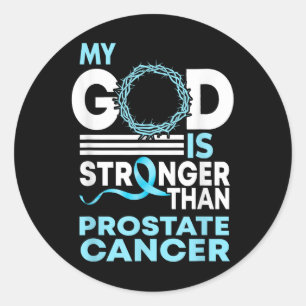 Pegatina Redonda Faith Mi Dios Es Más Fuerte Que El Cáncer De Próst