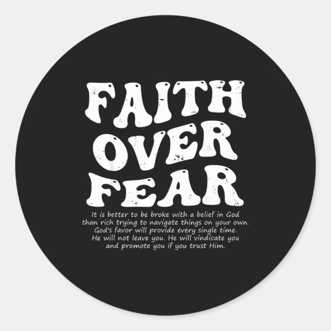 Pegatina Redonda Faith Over Fear Christian  (Anverso)